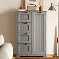 thumbnail image 4 of Pantry Cabinet, 33" Kitchen Pantry Storage Cabinet with 1 Door, 2 Shelves, 4 Drawers for Dining Room|Bedroom,Gray, 4 of 8