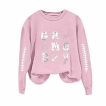Olyvenn Football Shirts for Women Sunday Game Day Sweatshirt Outfits Mom Shirt Casual Long Sleeve Crewneck 2025 Fall Pullover Pink XL