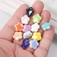 thumbnail image 5 of U8MO 10pcs 14mm Flower Star Shape Shiny Glossy Glazed Ceramic Porcelain Loose Beads-Light Blue, 5 of 6