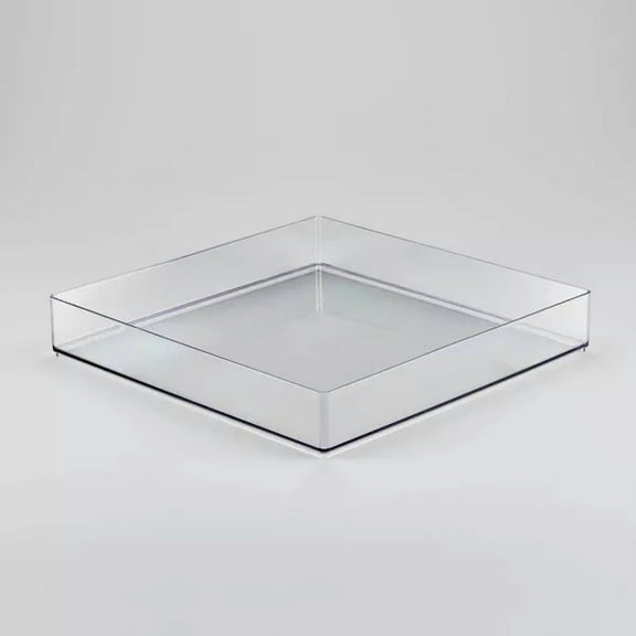 12'' x 12'' x 2" All Purpose Storage Tray : Clear Plastic Bathroom Organizer Tray