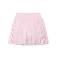 thumbnail image 3 of Wuxian Women'S Pleated Tennis Skirt Solid Color High Waist Sports School Uniform Skirts Stylish A-Line Skater Skirts With Lining Shorts Athletic Skort ,Pink,XL, 3 of 3