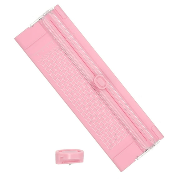 Paper Cutter Trimmer A4 Straight Small Portable Paper Slide Paper Slicer with Safe-Guard for Craft Cardstock Label Card Scrapbook Photo Pink with 1 Blade