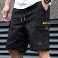 thumbnail image 2 of URSOFINE Men's Casual Cargo Shorts Classic Stretch Waist Drawstring Outdoor Work Shorts with 4 Pockets, 2 of 5