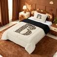 thumbnail image 2 of meiyoeat leopard Bowknot Monogram Art Twin Comforter Sets,Cheetah Print Initial B Bedding Set,Black Reversible,2 Pieces,1 Comforter and 1 Pillowcase, 2 of 7
