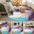 thumbnail image 5 of Round Rugs 4Ft, Purple Turquoise Round Area Rug Washable Indoor Throw Carpet, Oil Painting Modern Geometric Abstract Soft Non Slip Circle Rug for Kitchen Nursery Room Home Decor Aesthetic, 5 of 8