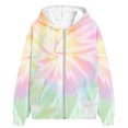 thumbnail image 3 of SGFCWSX Girls Full Zip Hoodie Kids Fleece Sweatshirt with Pockets Tie Dyeing Tops Pink Size 4 Years, 3 of 3