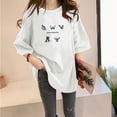 thumbnail image 3 of Camiseta de mujer estampada, manga corta, cuello redondo, camiseta holgada de verano, blanco, XXL kenally AP001204-32B, 3 of 7