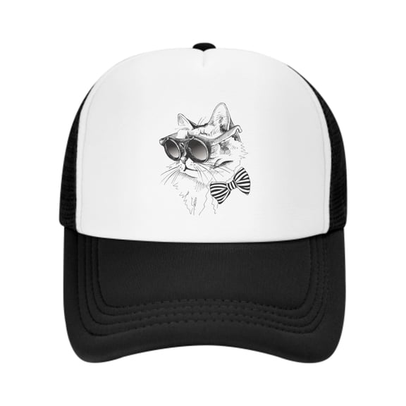 Cute Cat Unisex Trucker Hats for Men Women Adjustable Casual Baseball Caps for Outdoor Activities Dad Cap