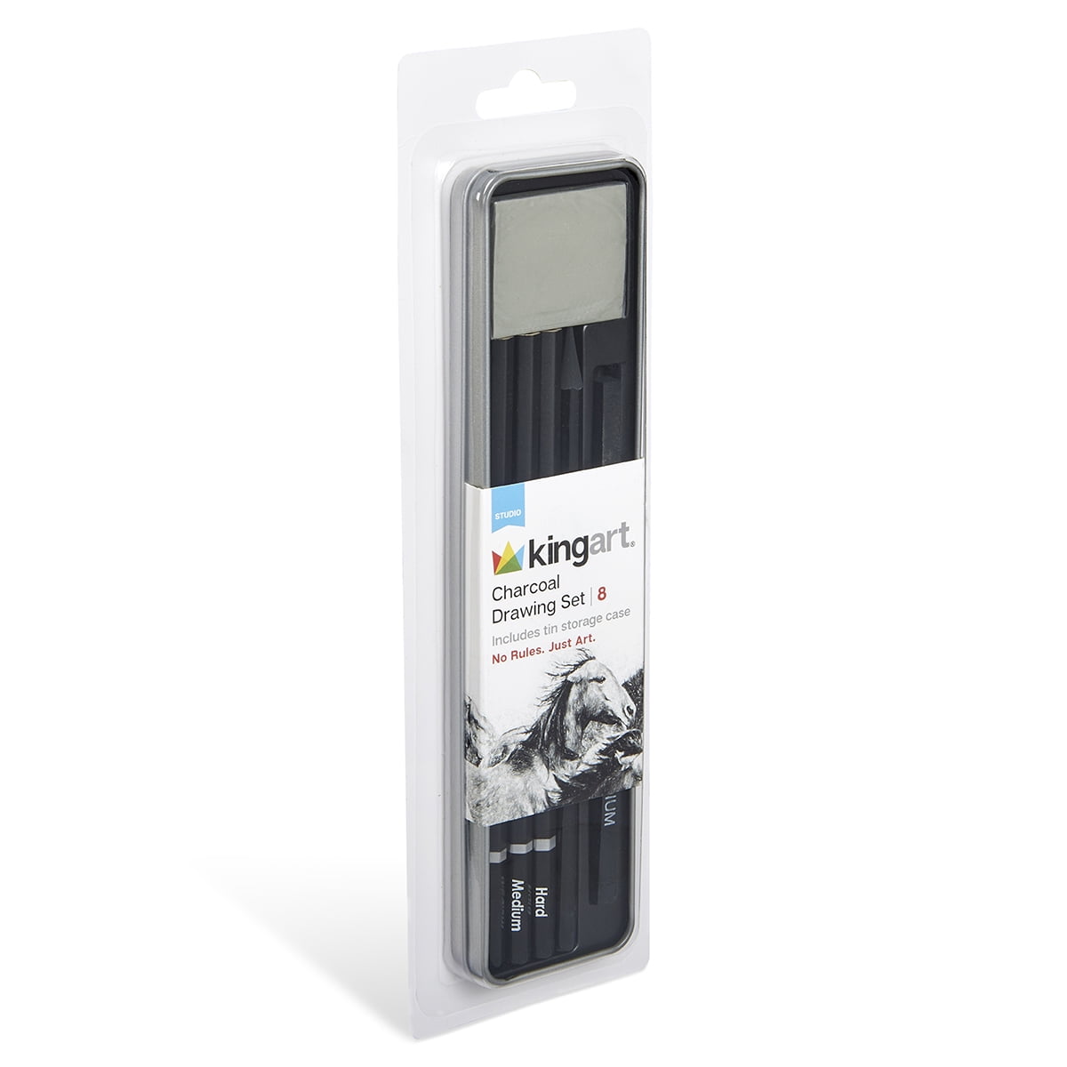 KINGART Charcoal Sketching Tin Travel Set