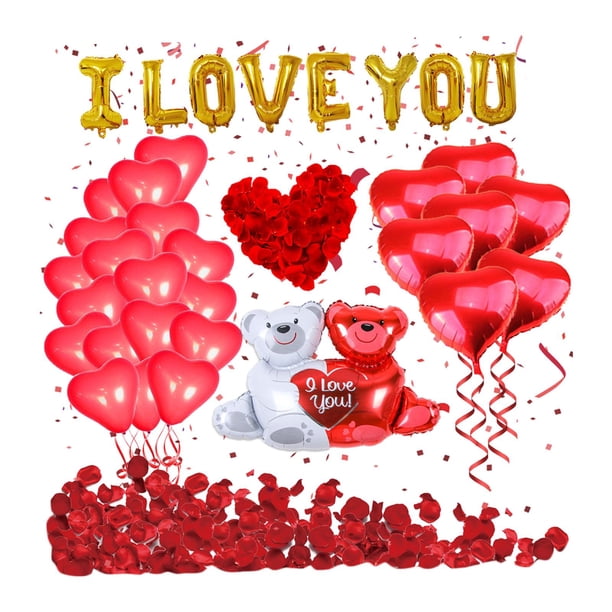 Decoración de globos de San Valentín Globos de corazón rojo para proponer C