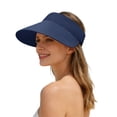 thumbnail image 2 of HOWPAY Visor Hats for Women Wide Brim Open Top Adjutable Ponytail Sun Protection Straw Hat Packable Foldable Summer Holiday Beach Cap Navy One Size, 2 of 4