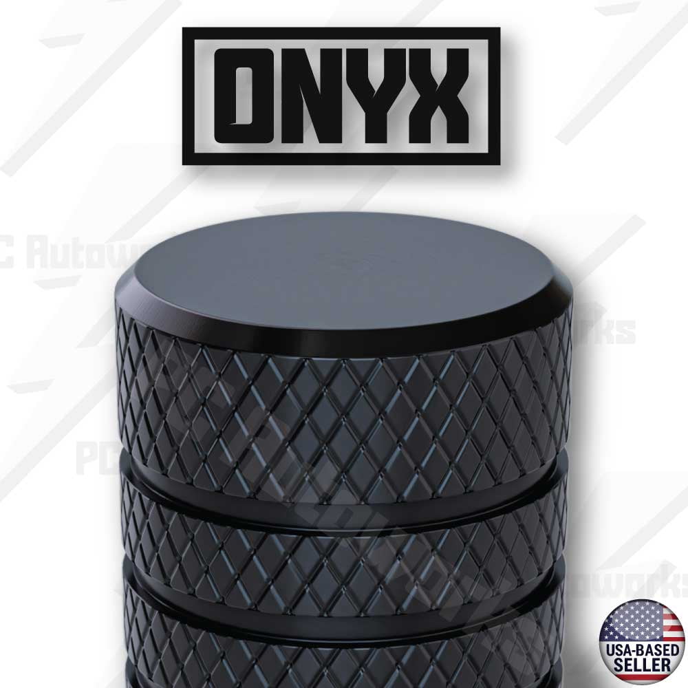 PC Autoworks Tire Valve Caps – Anti-Rust, Premium Anodized Aluminum, Corrosion-Resistant, Easy Install, Universal Fit – 1 pack/Set of 4 - Onyx
