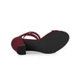 thumbnail image 5 of BLISSFUL STEP Women's Lace Up and Ankle Strap Block Heel Sandals Burgundy 10, 5 of 7
