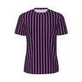 thumbnail image 5 of Vertical Striped Halloween T-Shirt Purple Black Lines Hippie T-Shirts Breathable Tops Bea, 5 of 5