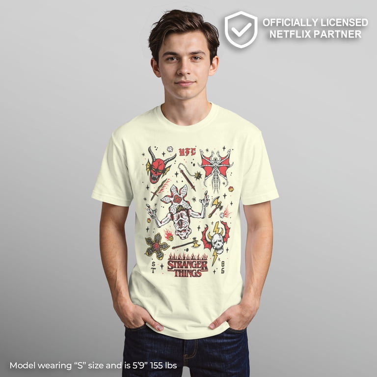 Stranger Things Men's Hellfire Club Graphic Tee, Beige, X Large