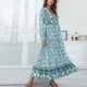 thumbnail image 4 of Vestido largo estampado de manga larga con cuello en V informal para mujer sexy a la moda Fridja NMB2087, 4 of 6