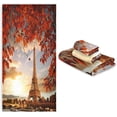 thumbnail image 7 of SKYSONIC 3 Pack Towel Beautiful Paris Eiffel Tower Seine River Fall Leaves Sunset Cotton Bath Towel Set (1 Bath Towel, 1 Hand Towel, 1 Washcloth) for Bathroom, Super Soft and Quick Dry Towels, 7 of 7