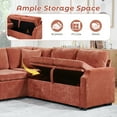 thumbnail image 5 of Modular Sectional Sleeper Sofa with Pull Out Bed, 82" Convertible L-Shaped Couch with Storage Seat, 5 Seat Chenille Cloud Couch for Living Room, Orange, 5 of 9