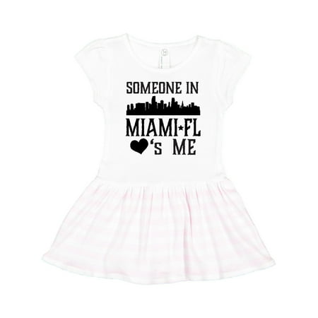 

Inktastic Miami Florida Someone Loves Me Skyline Gift Toddler Girl Dress