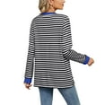 thumbnail image 2 of SHIBEVER women sweatshirt Striped Oversized top Long Sleeve Crewneck Hoodies Shirts 2024 Fall Pullover Top Trendy Preppy Clothes Black white M, 2 of 3