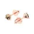 thumbnail image 2 of 1 ct Screw-Back Stud Earrings for Women | 5mm Round Cut Yellow Moissanite | 14K Rose Gold, 2 of 5