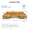 thumbnail image 3 of Linsy Home Sectional Sofa for Living Room, U-Shaped Sofa Couch with Corduroy Fabric, 4 Seat Sofa Set with Double Chaise for Apartment, Yellow, 3 of 8