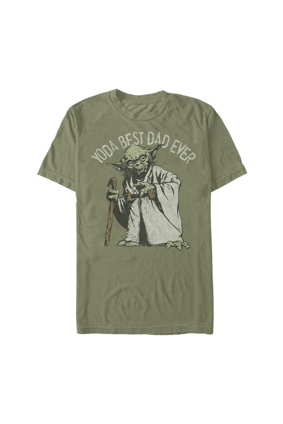 Men's Star Wars Yoda Best Dad Ever Graphic Tee Military Green Small