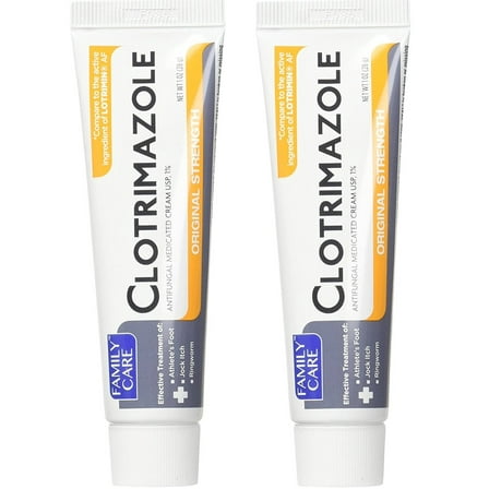Family Care Clotrimazole Anti-Fungal Cream 1% USP Original Strength (2 packs)
