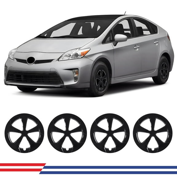 4Pcs/Set 15" Hubcaps Wheel Rims Cover for 2010-2015 Toyota Prius Compatible with Alloy Wheels Snap on Installation ABS PC Material(15-inch,Black Lacquer)