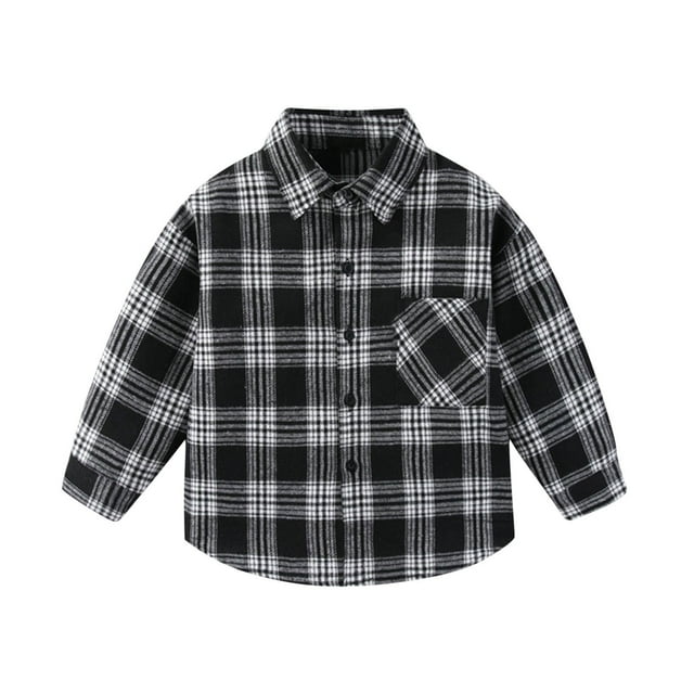 Tranfacy Chemises à Carreaux à Boutons pour Enfants à Manches Longues Col Rabattu Manteau d'Automne et Couche de Base