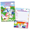 20 Kids Party Invitation Cards Unicorns and Rainbows and 20 Envelopes