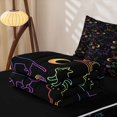 thumbnail image 6 of Homewish Neon Cat Animals Zipper Full Size Comforter Sets with Fitted Sheet and 2 Pillowcases,Moon Stars Zipper Bedding Set,Black Yellow,Black Reversible,4pcs, 6 of 8