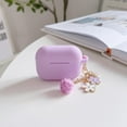 thumbnail image 2 of Cute Pink Case for Airpods Pro 2nd/1st Generation Cover for Girl Women with Pom pom Flower Keychain & Cleaner Kit, Soft Silicone Protective Skin for Airpods Pro 2/1 Gen 2019/2023/2022, Purple, 2 of 7