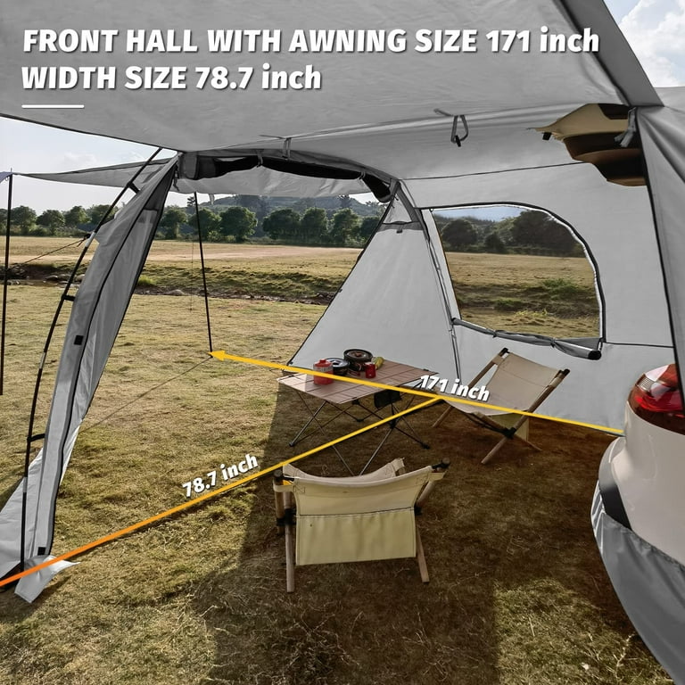Kampkeeper SUV Car Tent, Tailgate Shade Awning Tent for Camping, Vehicle Camping Tents Outdoor Travel (Gray)