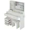 thumbnail image 6 of Makeup Vanity Desk Set with Mirror And Light, Make Up Vanity Set With Padded Stool, 3 Color Light Modes, Hairdryer Holder, Charging Station, Makeup Table For Bedroom, 6 of 9