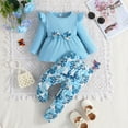 thumbnail image 6 of KYAIGUO 2PCS Baby Infant Girl Spring Floral Outfits Autumn Long Sleeve Ruffle Top Floral Pants Set for 6M-3T, 6 of 9