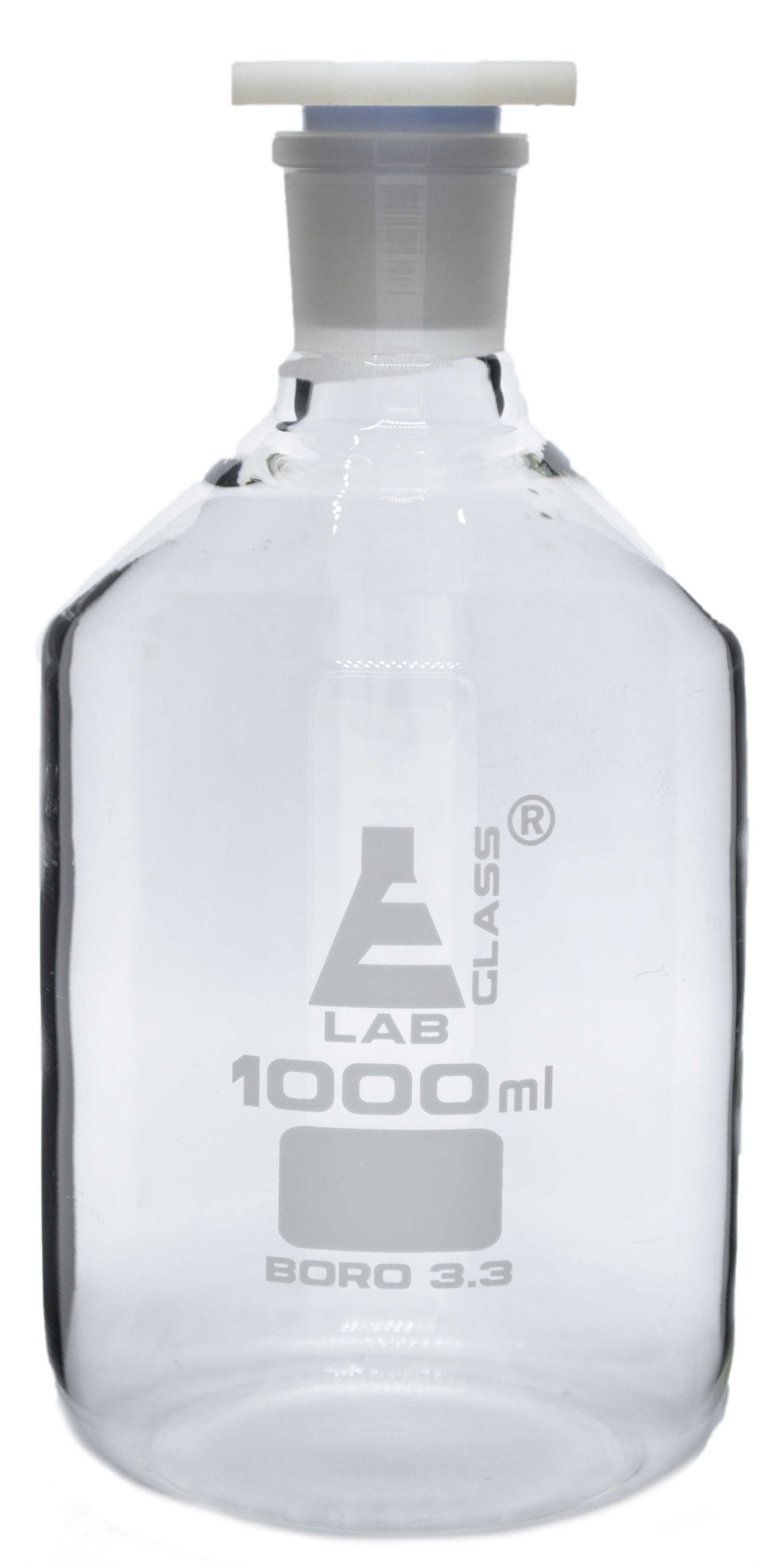 1000mL (33.8oz) Glass Reagent Bottle with Acid Proof Polypropylene
