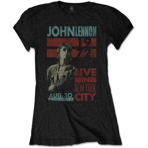 John Lennon Ladies T-Shirt: Live in NYC (Large)