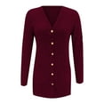 thumbnail image 5 of Duoif Cardigan Sweaters for Women, Women's Long Sleeve Open Front Cardigans Button down V Neck Lightweight Outwear Jumpers with Pockets S XXL Womens Sweaters Wine XL, 5 of 8
