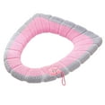 thumbnail image 1 of Fall and Winter Washable Two-Colored Plushs Handled Toilet Seat Cover, 1 of 5