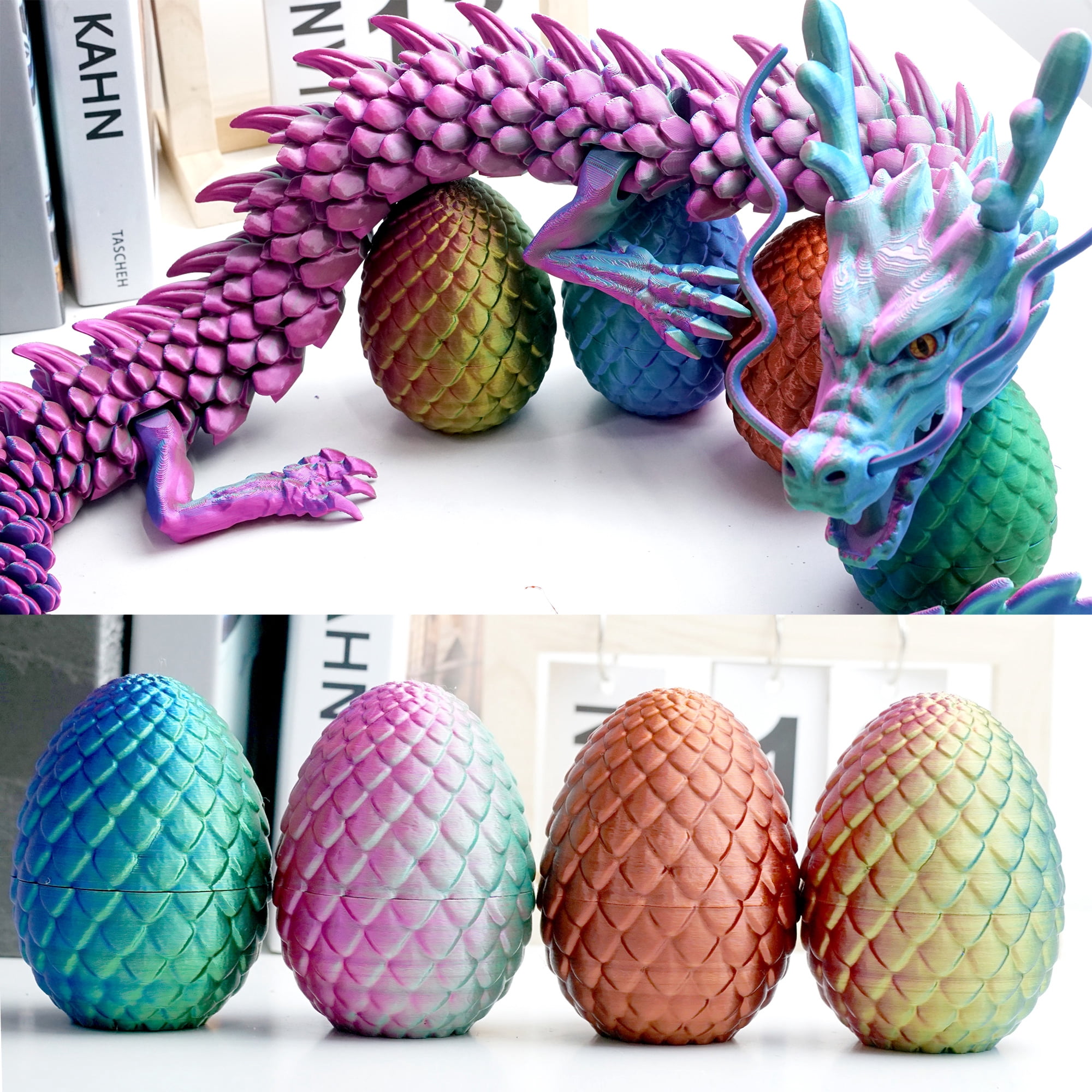 3D Printed Dragon and dragon egg ,Articulated Loong Models,Flexible Joint Animal lacertid Figurines, 3D Printing Stuff Cheap,Stress Relief, Fidget restlessness, ADHD Toys, Surprise Fantasy Gifts