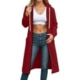 thumbnail image 5 of Lumtrix Long Hoodies for Women Fall 2025 Soft Oversized Fleece Hooded Sweatshirts Solid Color Comfort Zip Up Jackets with Pockets Wine L, 5 of 5