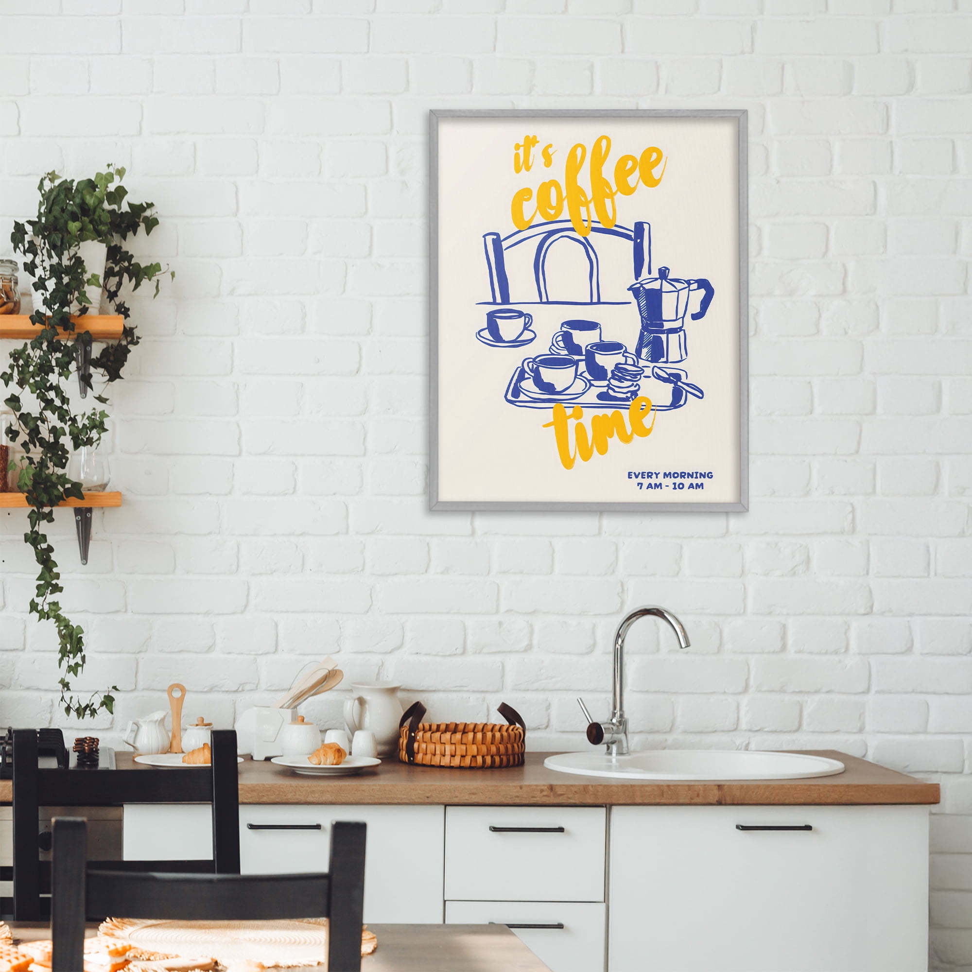 Stupell Industries It's Coffee Time Breakfast Ritual Gray Framed Giclee Art, design by The Prints Vibe