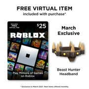 Roblox 25 Digital Gift Card Includes Exclusive Virtual Item Digital Download Walmart Com Walmart Com - roblox hunter's life