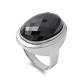 thumbnail image 1 of Oval Center Black Cubic Zirconia Ring Sterling Silver 925 Size 8, 1 of 2