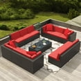 thumbnail image 6 of Homall 14 Pieces Rattan Patio Furniture Conversation Set Outdoor Sectional Sofa for Backyard,Red, 6 of 10