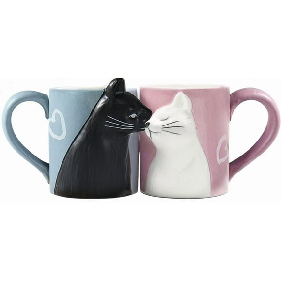 Couple Gifts Cute Kissing Cat Mug Matching Couples Stuff Ceramic Coffee Mugs for Wedding Gifts Anniversary Engagement Gifts for Couples Cat Lovers