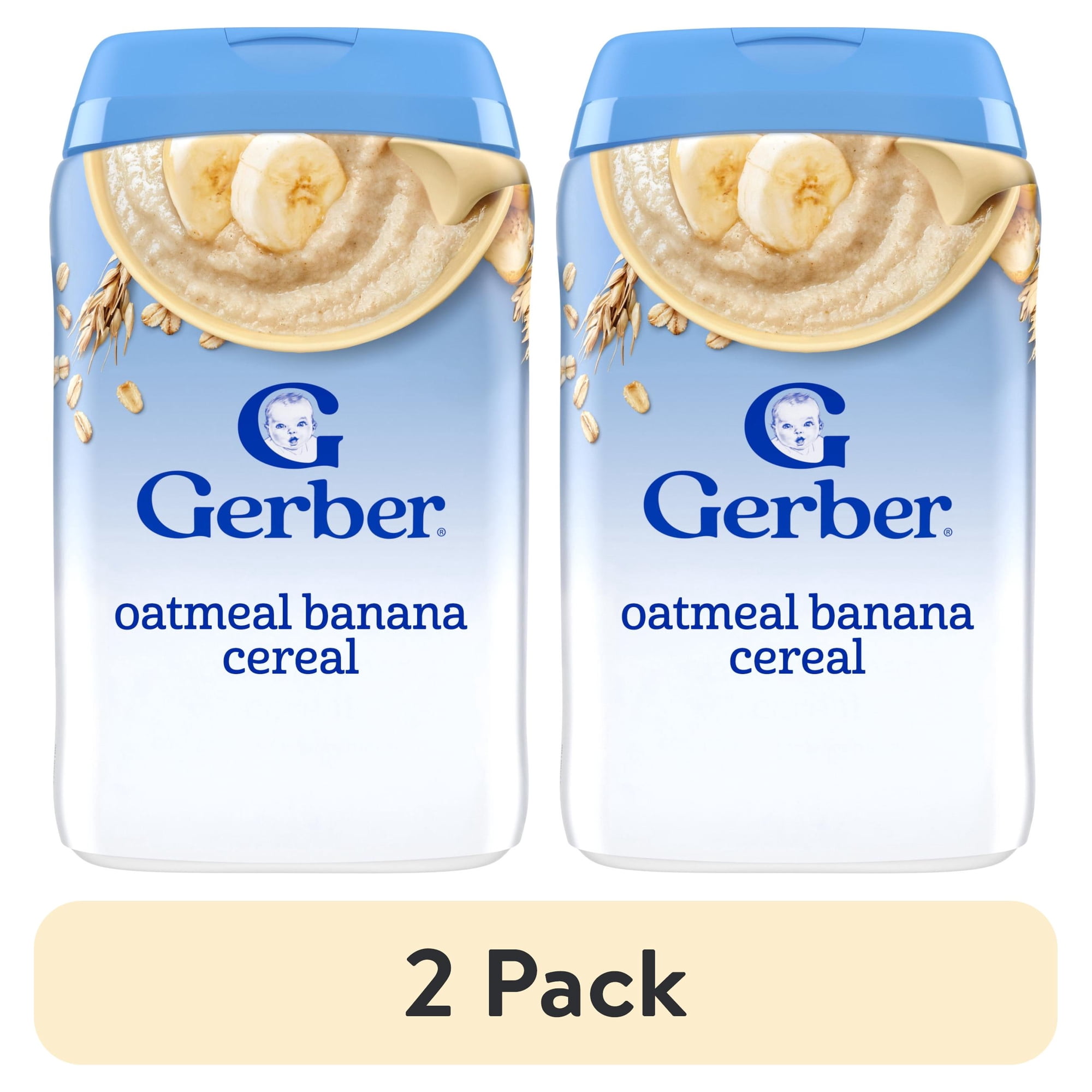 (2 pack) Gerber Stage 2 Baby Food, Oatmeal Banana Cereal, Baby Oatmeal Cereal 8 oz