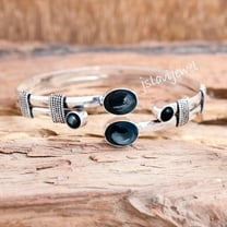 Black Onyx Bangle 925 sterling silver Handmade Cuff Multi Gemstone Bracelet