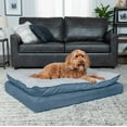 thumbnail image 5 of FurHaven Pet Products Minky Faux Fur & Suede Pillow-Top Orthopedic Pet Bed for Dogs & Cats - Stonewash Blue, Jumbo, 5 of 13